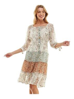 FIG AND FLOWER BOHEMIAN STYLE KNEE LENGTH DRESS Size S